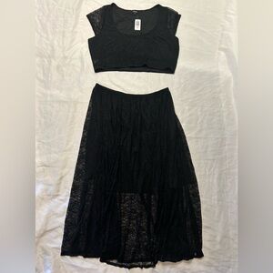 NWT Torrid Black Lace Maxi Skirt + Crop Top set